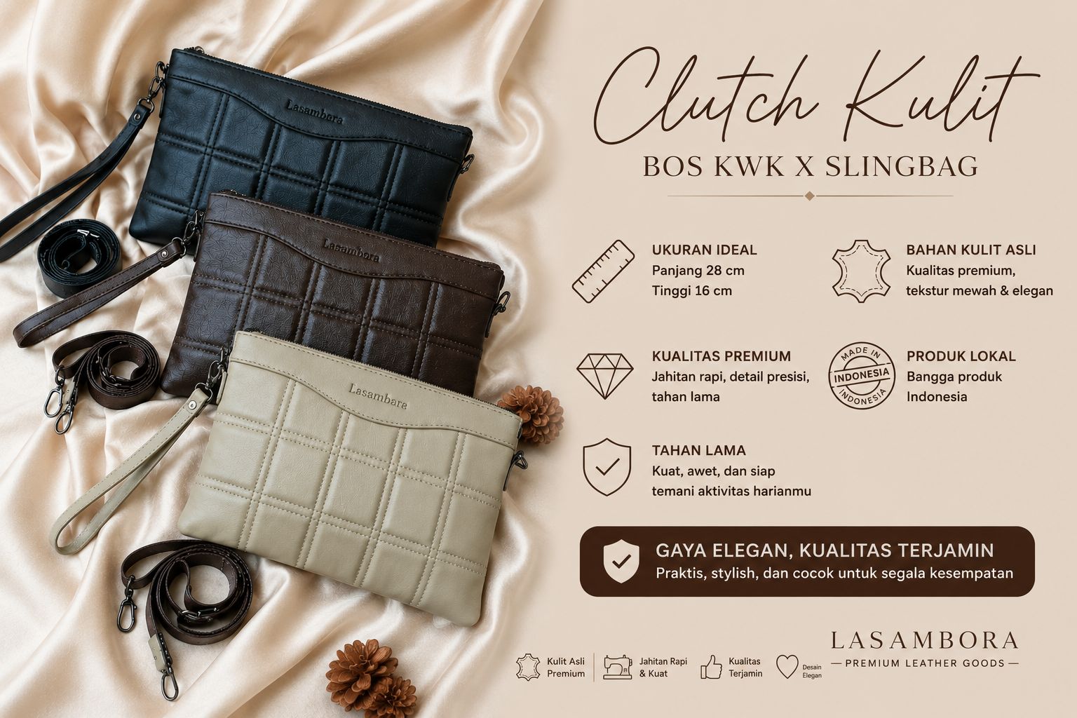 CLUTCH KULIT Bos KWK x Slingbag LASAMBORA