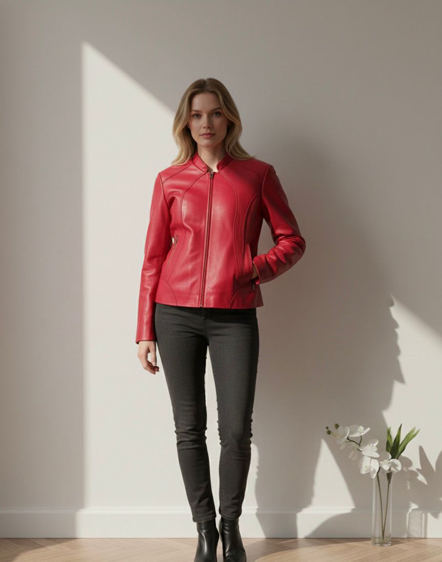Jaket Wanita Merah tampak samping