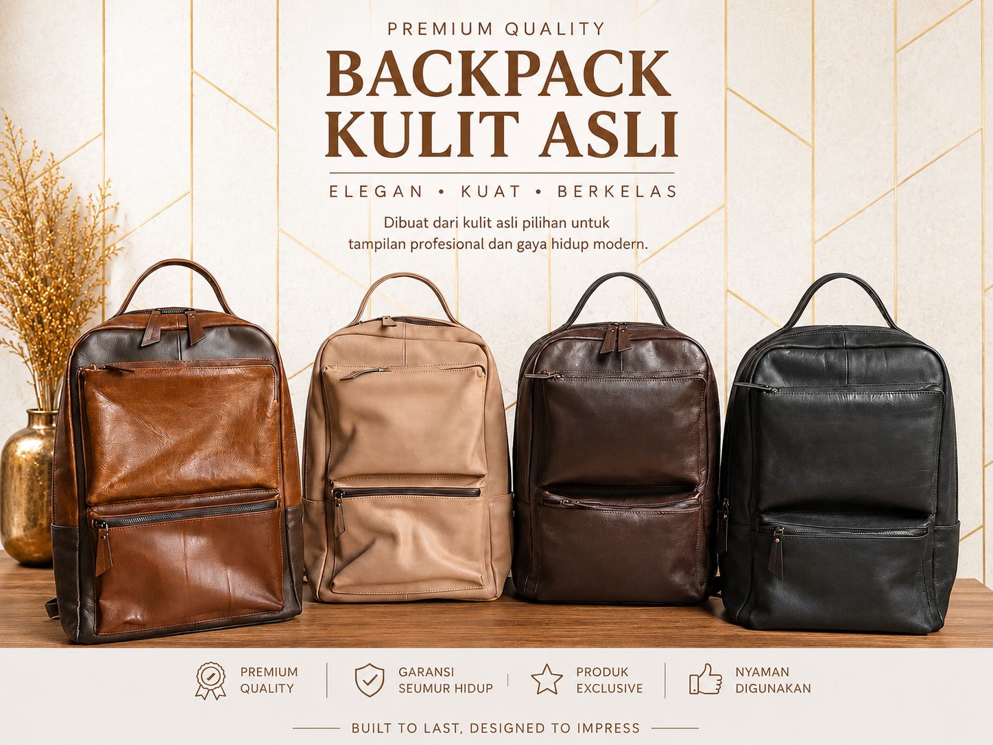 Ransel Kulit LA tampak belakang