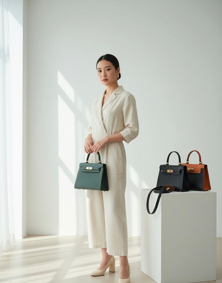 Tas Wanita Kremes tampak detail